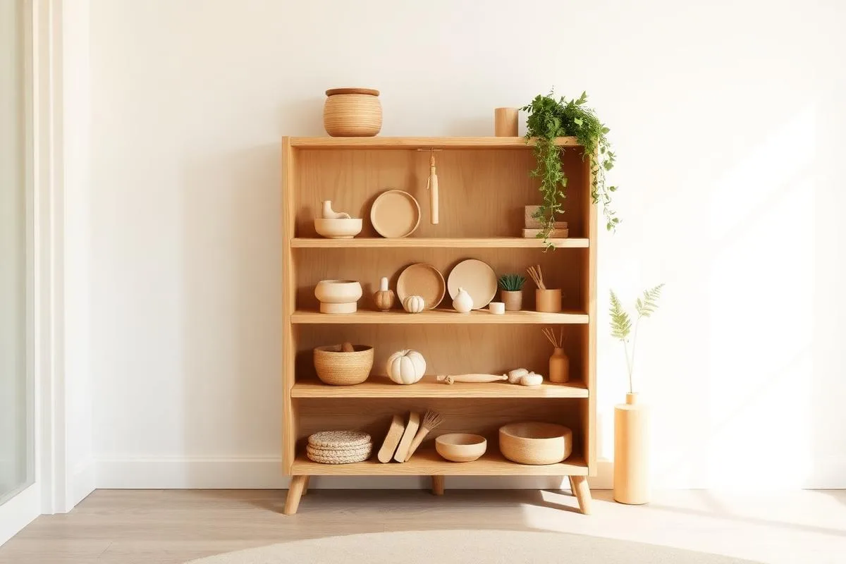 Étagères Montessori avec matériel de vie pratique